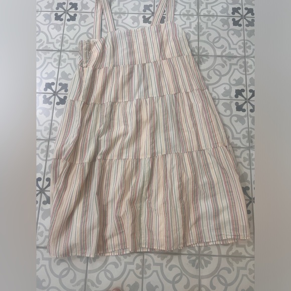 Madewell Button-Back Tiered Dress in Textural Rainbow Stripe size 12 - - Picture 4 of 6